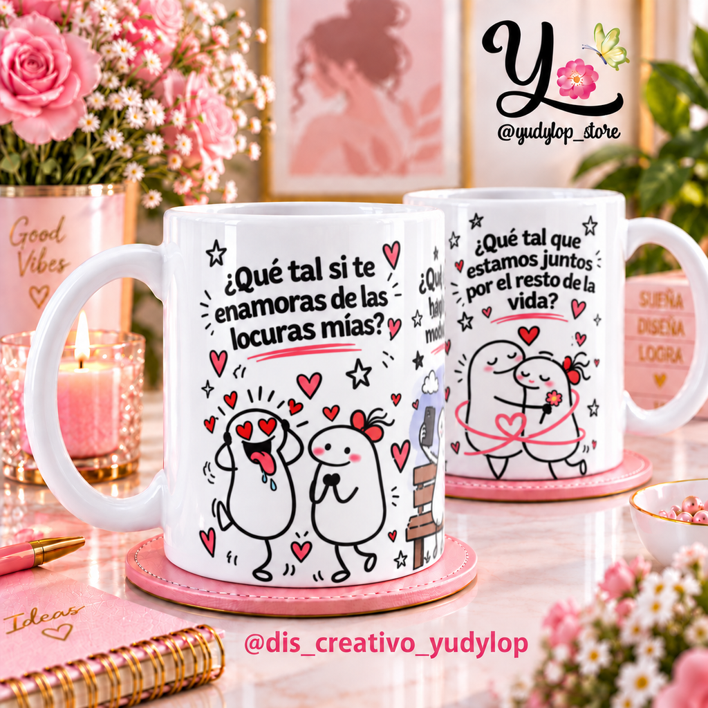 Plantillas Digitales para Tazas de 11oz canción "Las Locuras Mías"