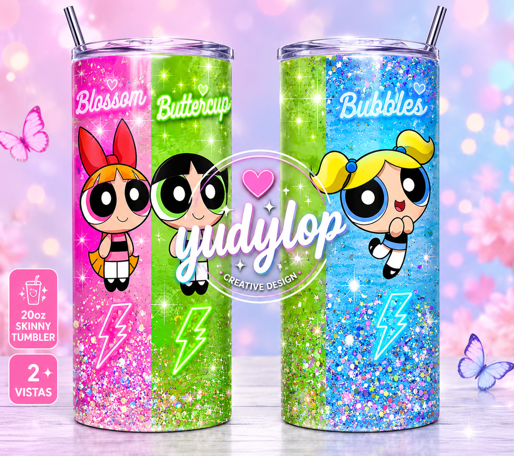 Chicas Superpoderosas Skinny Tumblr 20oz Clipart.  Archivo Digital