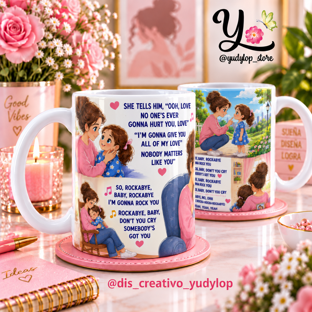 Plantilla Digital para tazas de 11oz Canción "Rockabye"