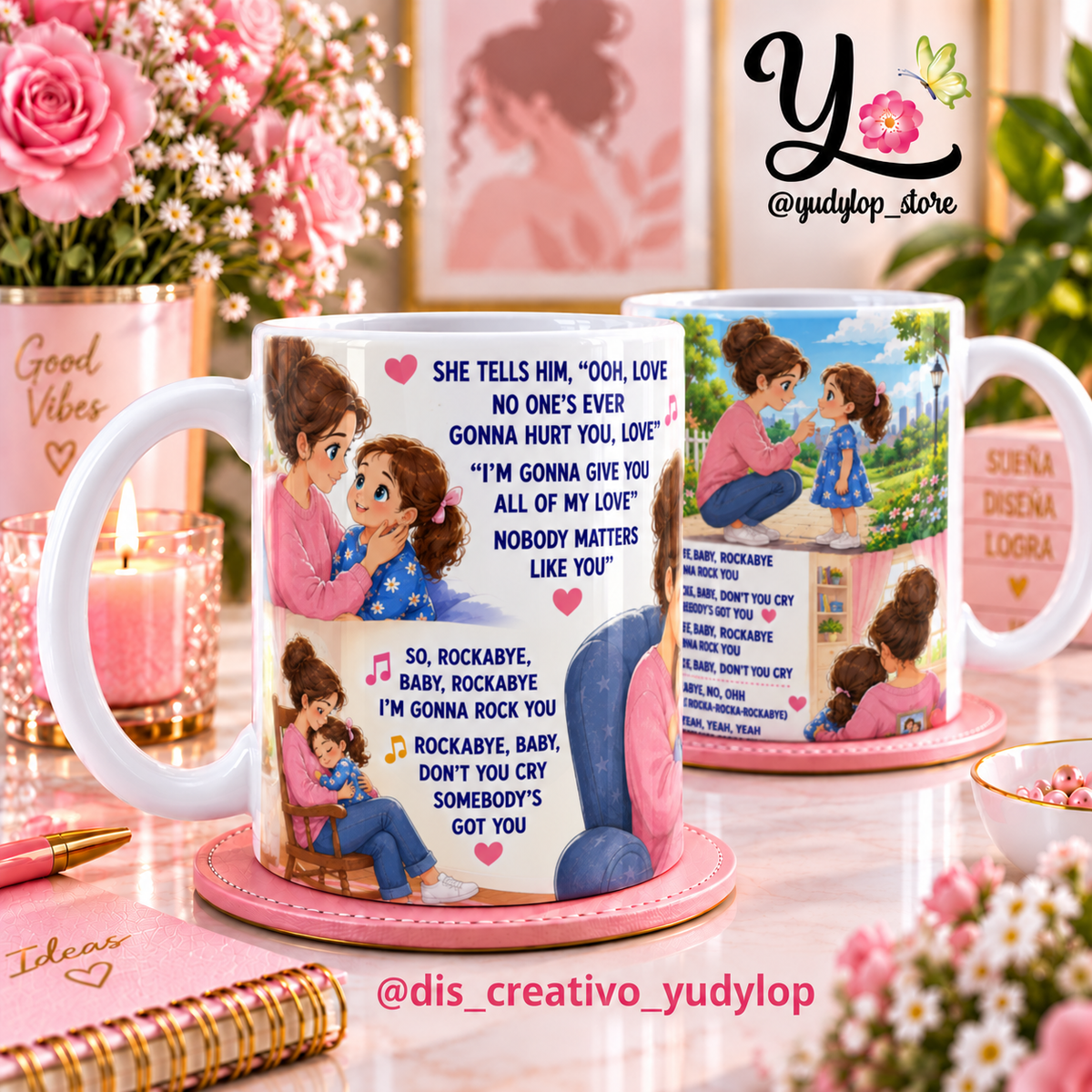 Plantilla Digital para tazas de 11oz Canción "Rockabye"